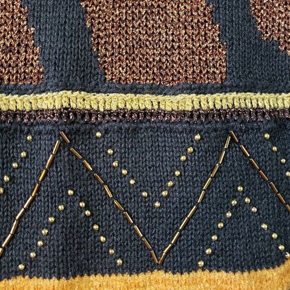 N8tive Nits Sandi And Jo Womens Black‎ Bronze Beaded Pullover Sweater Size XL - Picture 6 of 11